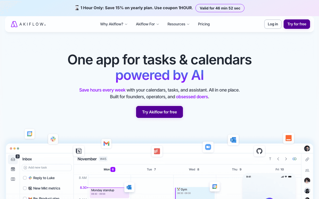 Akiflow homepage