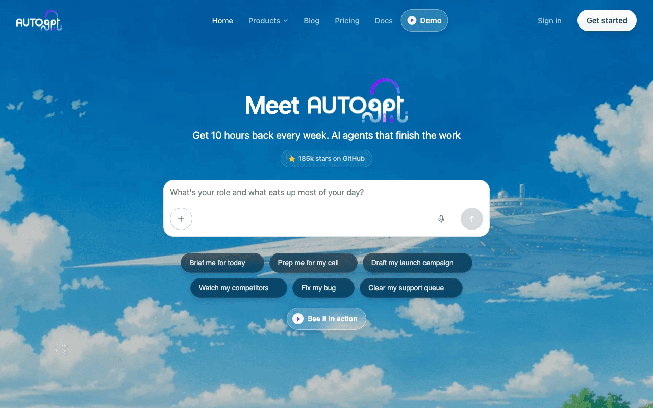 AutoGPT homepage