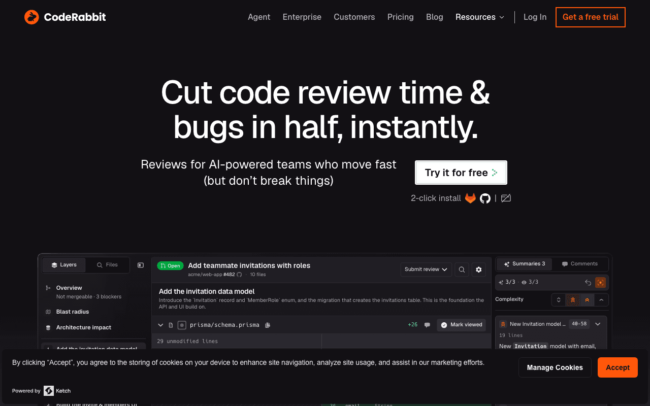 CodeRabbit homepage