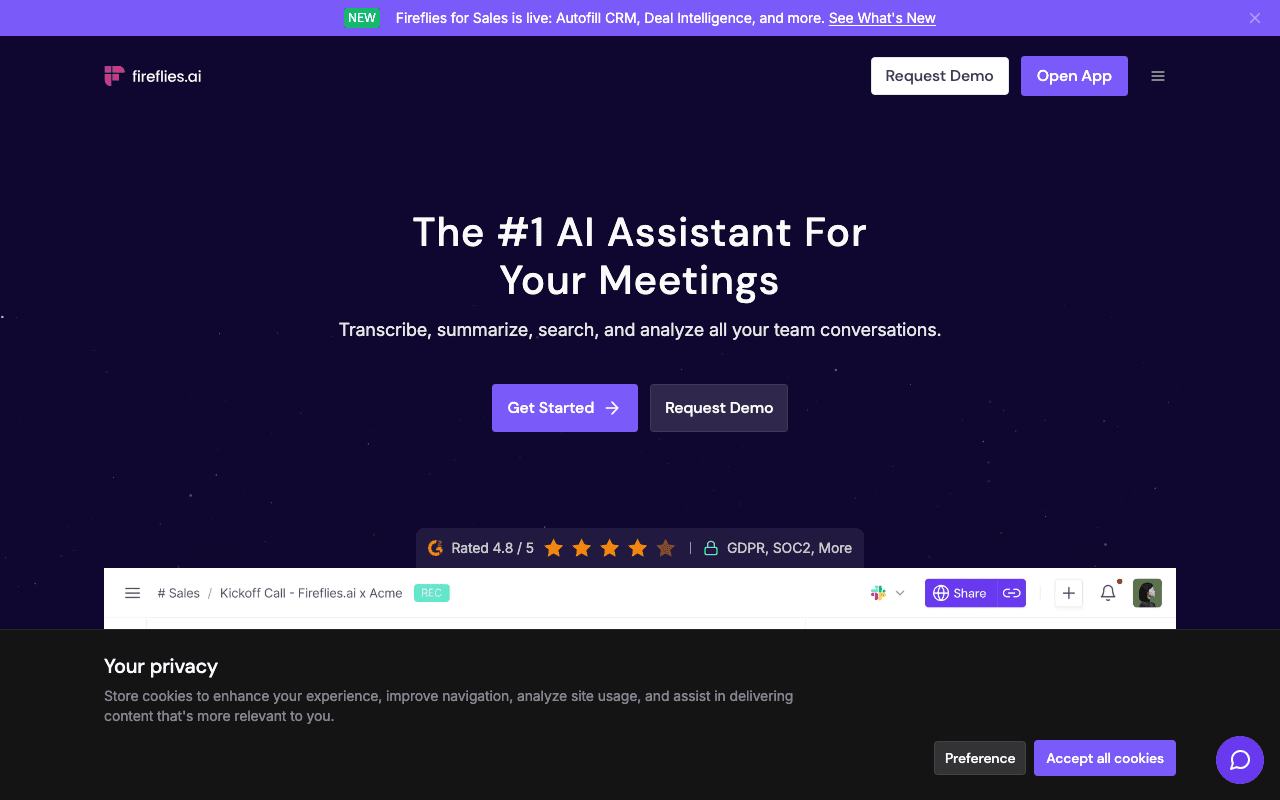 Fireflies.ai homepage