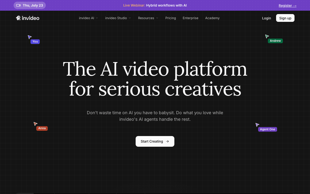 InVideo homepage