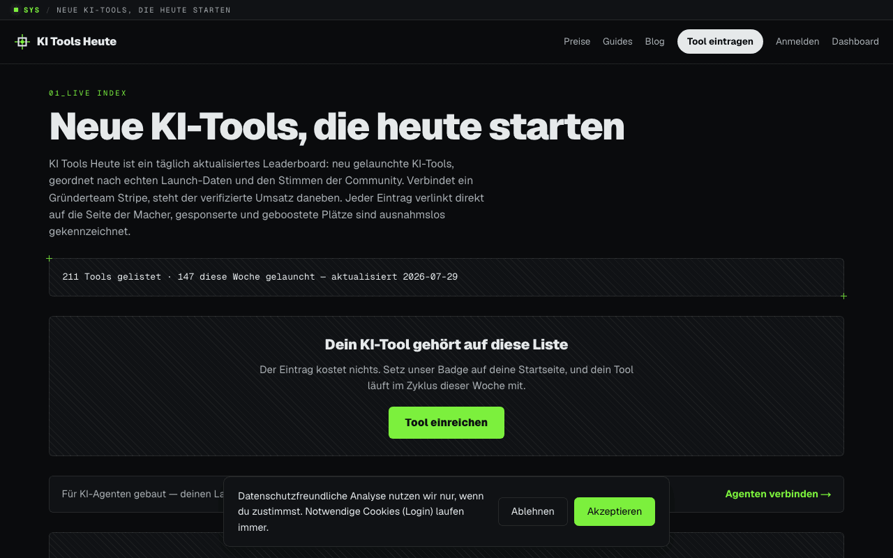 KI Tools Heute homepage