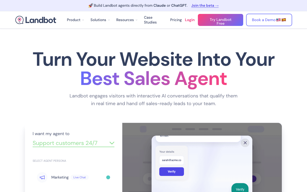 Landbot homepage