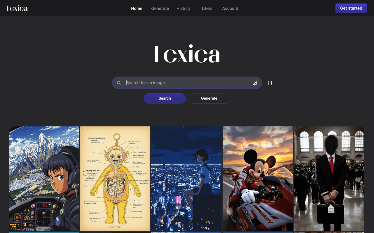 Lexica homepage