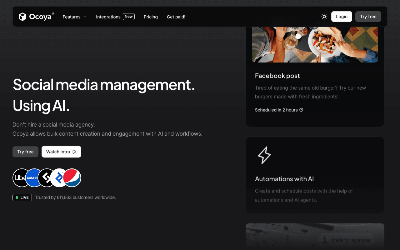 Ocoya homepage