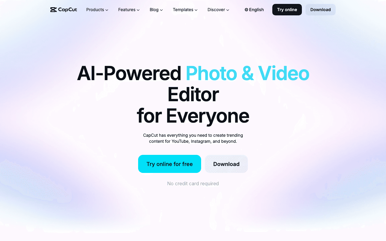 CapCut homepage