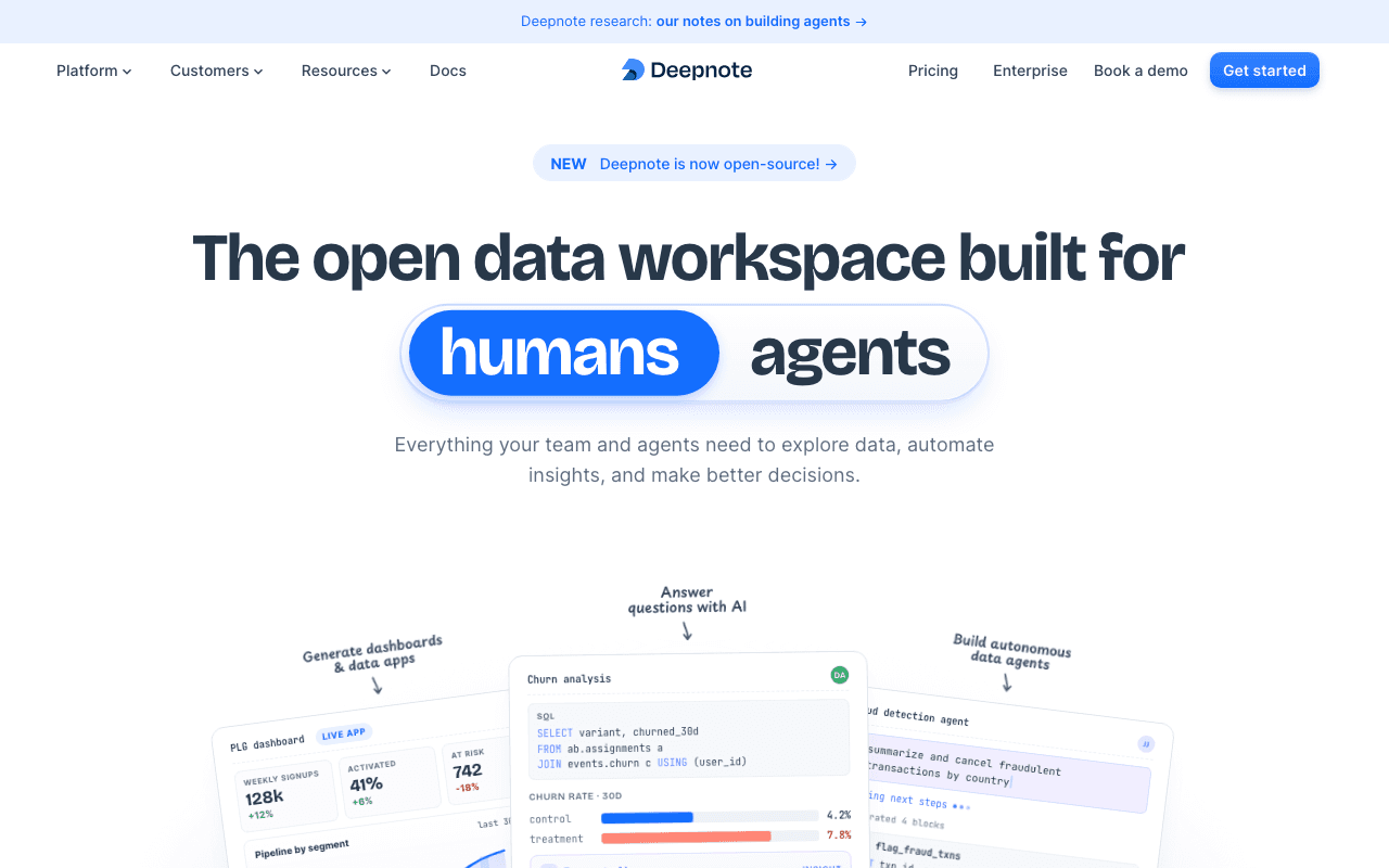Deepnote homepage