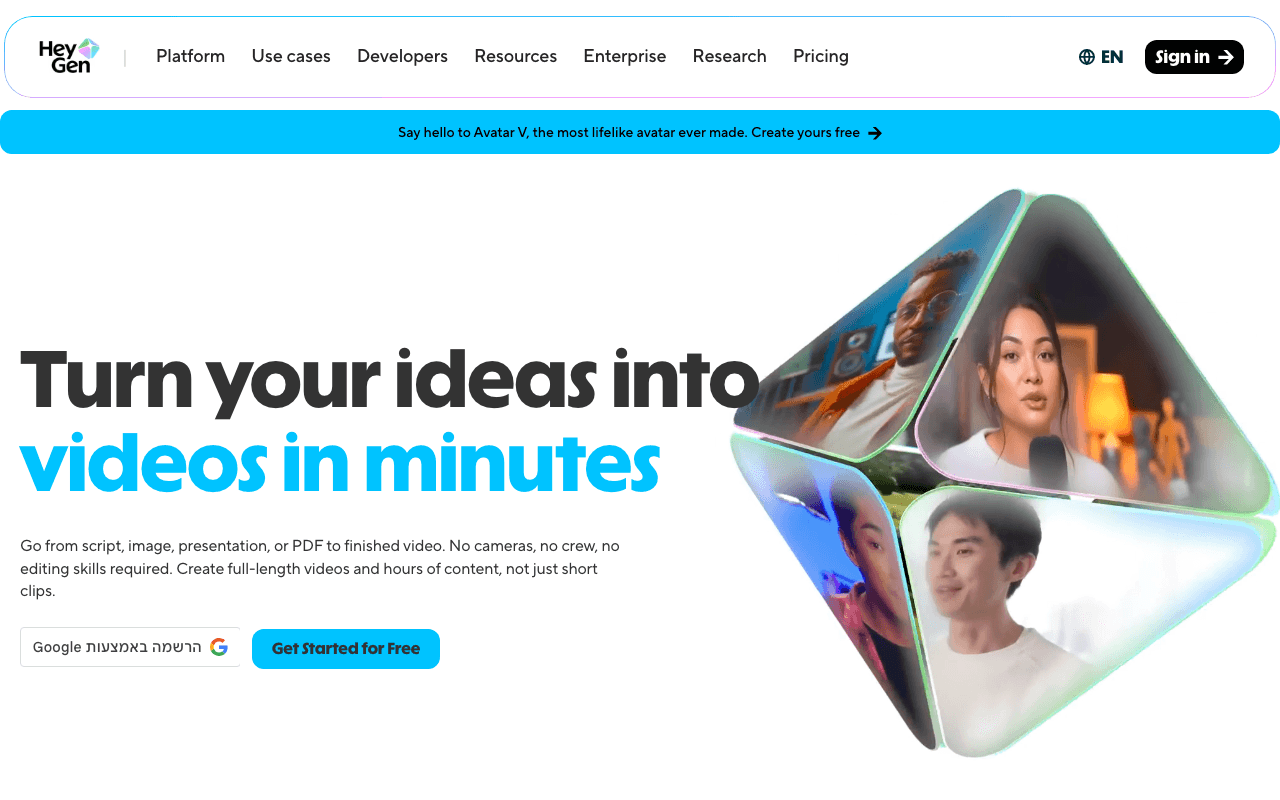 HeyGen homepage