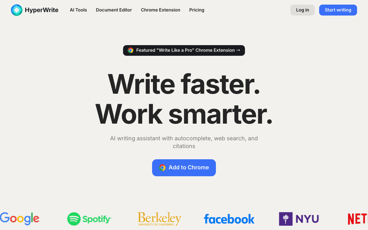 HyperWrite homepage