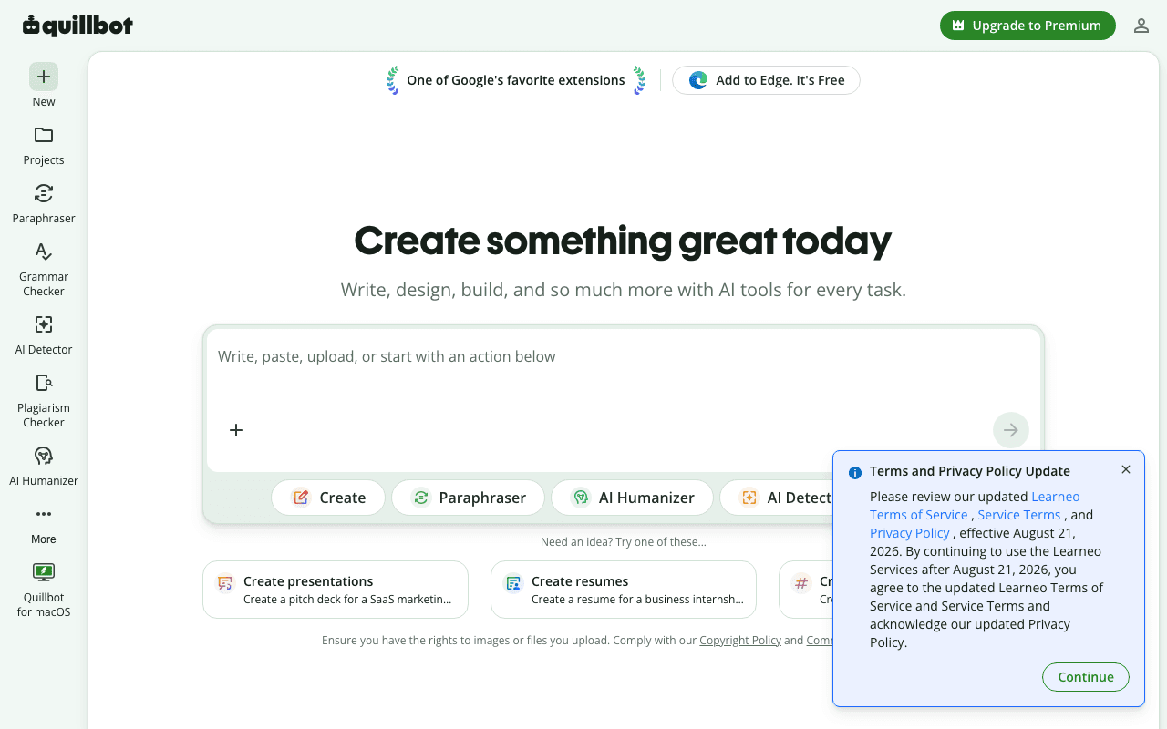 QuillBot homepage