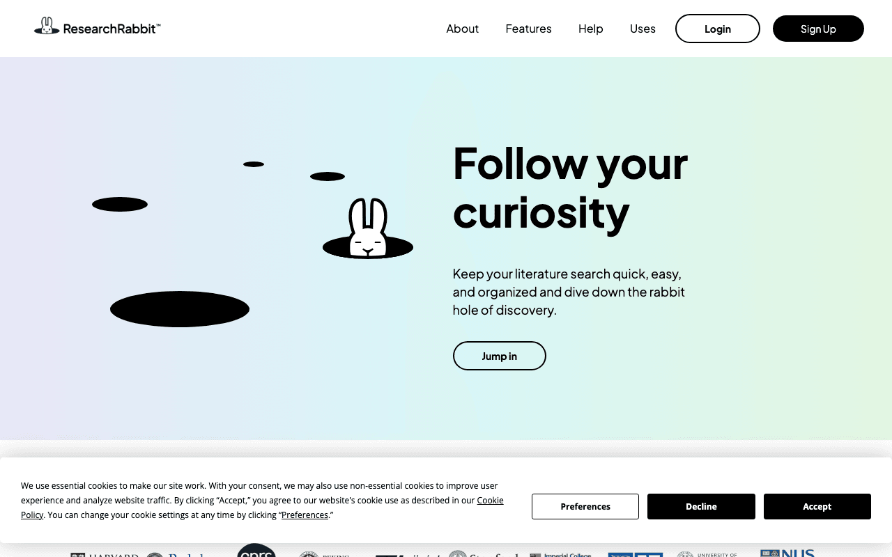 ResearchRabbit homepage