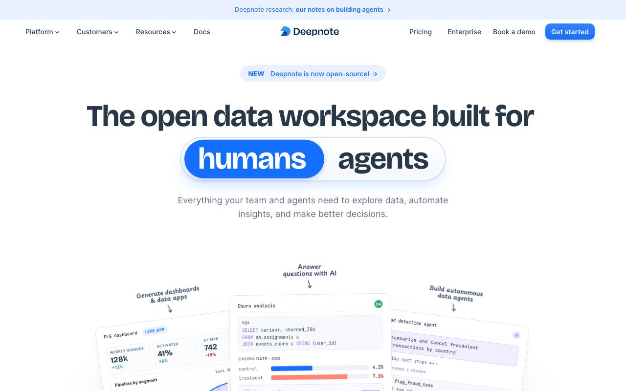 Deepnote homepage