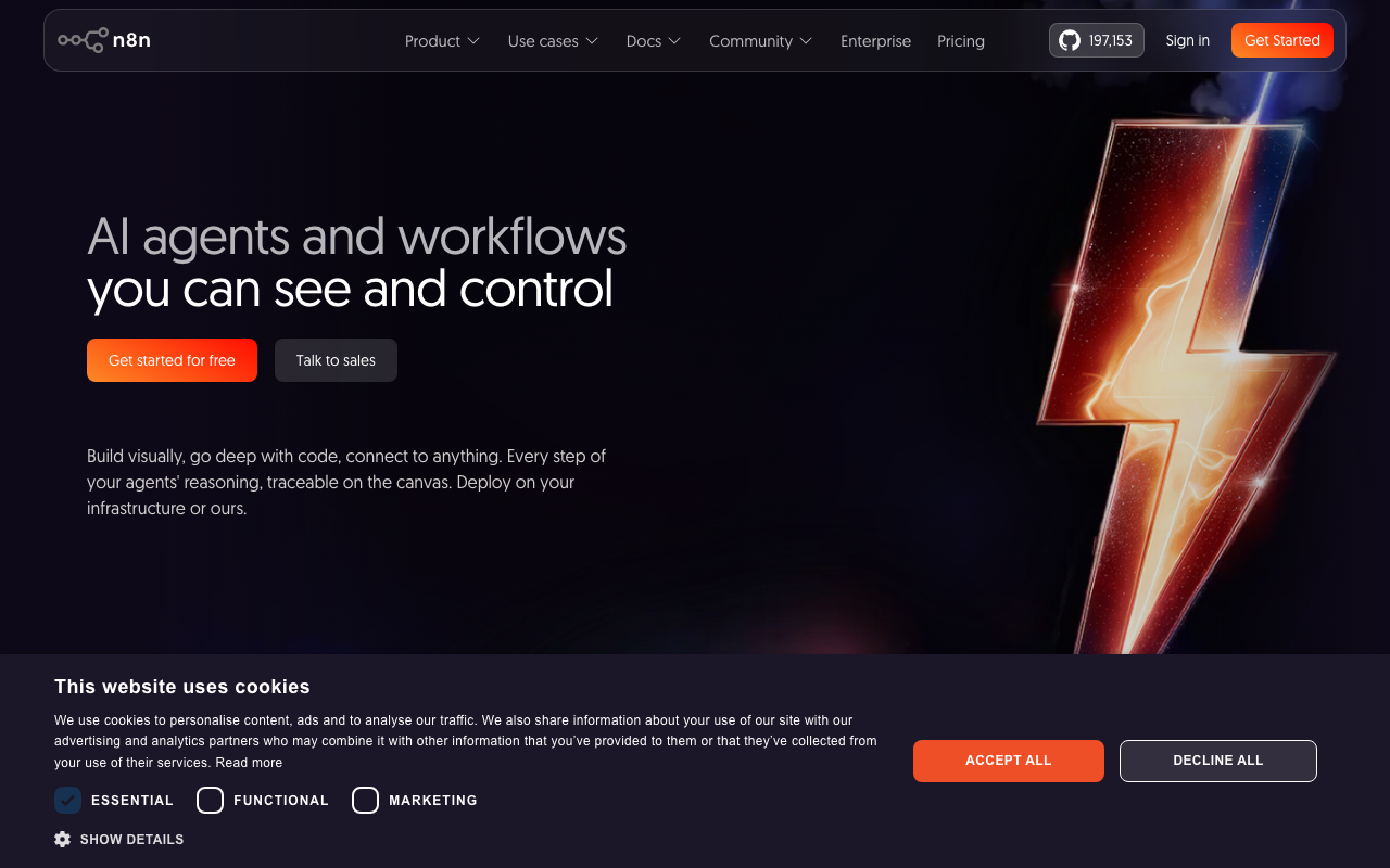 n8n homepage